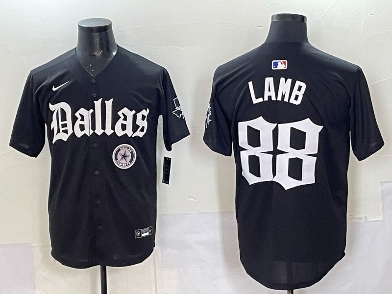 Men 2025 Nike Dallas Cowboys #88 Lamb Black 5th generation Joint Name Limited NFL Jersey 017